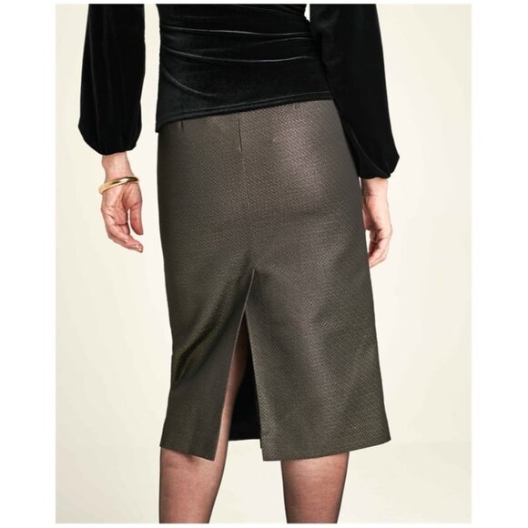 Pure Collection Metallic Pencil Midi Skirt US8/10 UK14 Party Evening Holiday - Picture 2 of 10